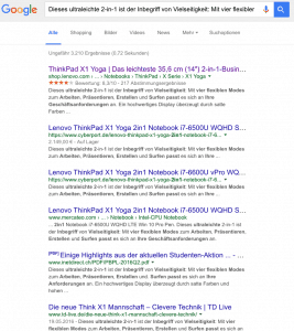 Produktbeschreibungen - duplicate content in den Suchergebnissen der Google-Suche